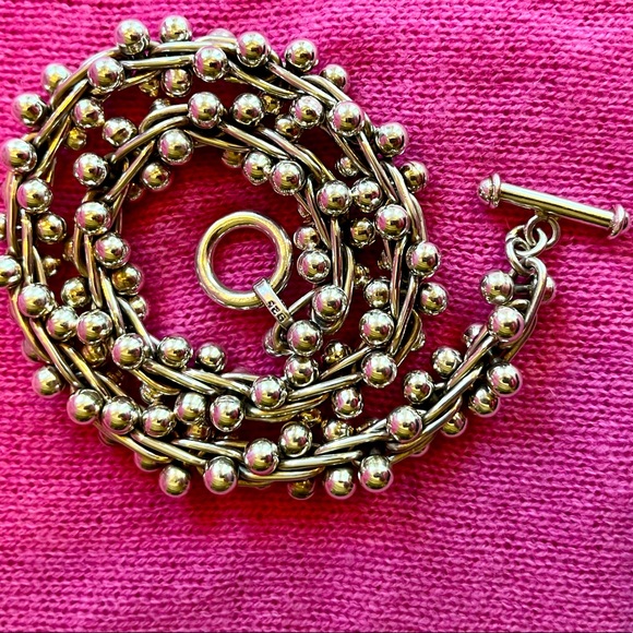 Sterling Silver Barbell Link Choker - Picture 12 of 16